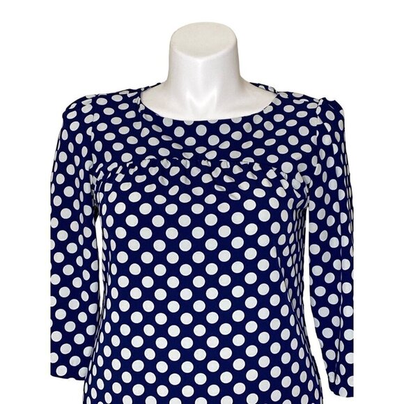 Zara Woman Shift Dress, Navy and White Polka Dot 3/4 Sleeve, Women's Size Large - Picture 2 of 9